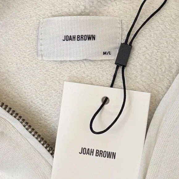 JOAH BROWN Retro Half Zip Pullover NWT Off White Luxe French Terry Oversized M/L - Picture 4 of 11